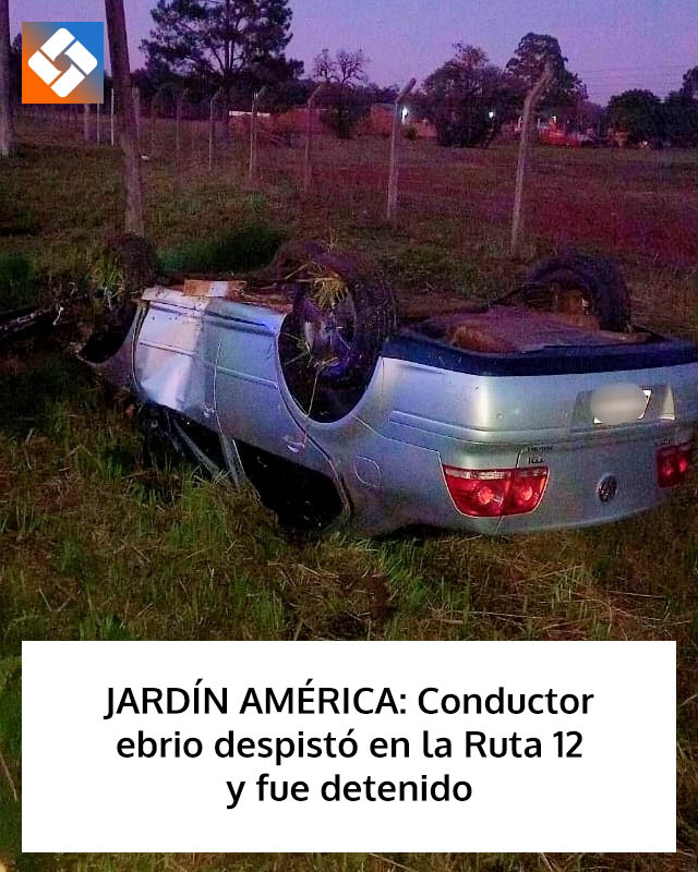 JARDÍN AMÉRICA: Conductor ebrio despistó en la Ruta 12 y fue detenido
