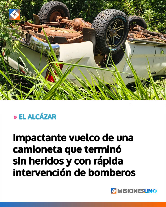 Impactante vuelco de una camioneta que terminó sin heridos y con rápida intervención de bomberos