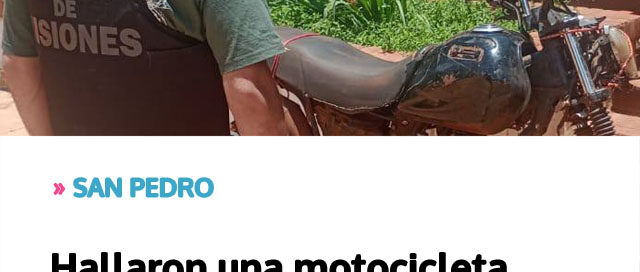 SAN PEDRO: Hallaron una motocicleta robada oculta bajo una lona en un terreno