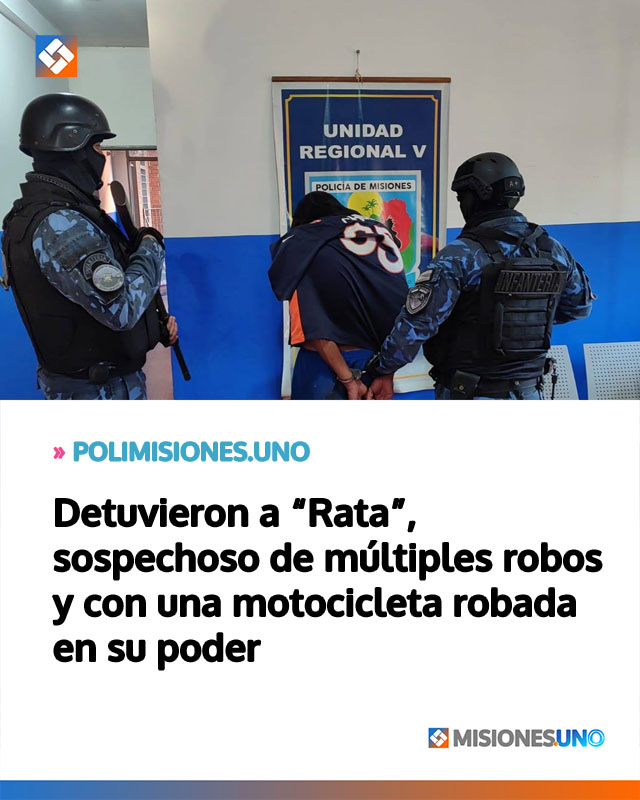 Detuvieron a “Rata”, sospechoso de múltiples robos y con una motocicleta robada en su poder