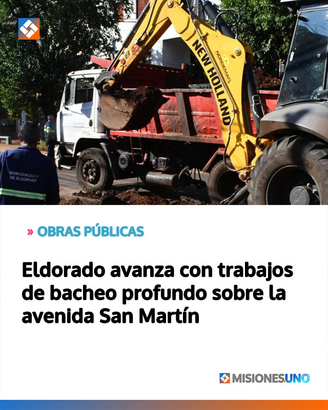 Eldorado avanza con trabajos de bacheo profundo sobre la avenida San Martín